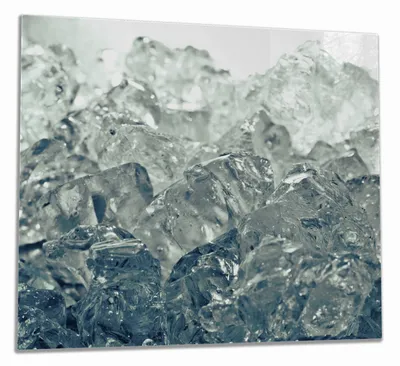 Produktbild von Wallario Herdabdeckplatte aus Glas, Größe 60 x 52 cm 1-teilig, Motiv Leuchtendes Eis in blau-grau