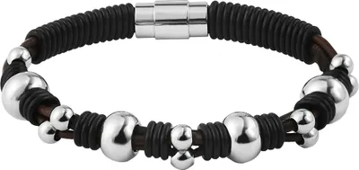 Produktbild von Akzent Geflochtenes Armband aus Echtleder und Edelstahl in silberfarbig