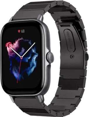 Produktbild von Strap-it Metallarmband - Kompatibel mit Amazfit GTS 3 Armband Ersatzarmband Edelstahl - Faltschließe - Hochwertiges Material - für Smartwatch 20mm Armband Schwarz