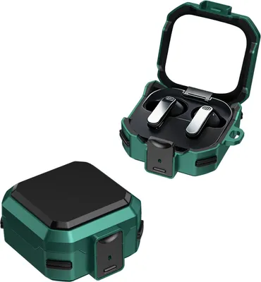Image de Coque robuste Pro Armor pour Samsung Galaxy Buds 4 et 4 Pro – Vert, protection intégrale à 360 degrés contre les chutes avec design fin et accès facile au port de charge et aux boutons