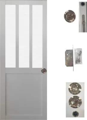 Image de Porte Coulissante Atelier Blanc vitre depoli H204 x L73 + serrure a condamnation