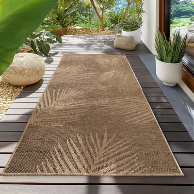 Immagine prodotto di Carpetsale24 Tappeto Interno Esterno Impermeabile Look Naturale Juta Ideale per Soggiorno Cucina Terrazza e Balcone, Dimensioni: 80x150 cm