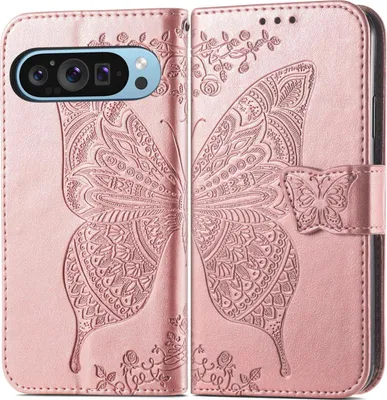 Produktbild von Mobigear Butterfly  Google Pixel 10 Hülle Klapphülle Geldbörse - Roségold