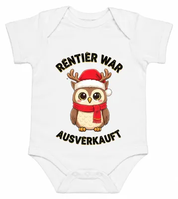 Zdjęcie produktu dla Body dla dziecka "Rentier War Ausverkauft Eule Weihnachten Lustig Niedlich Geschenk Kauz", biały, rozmiar 3/6