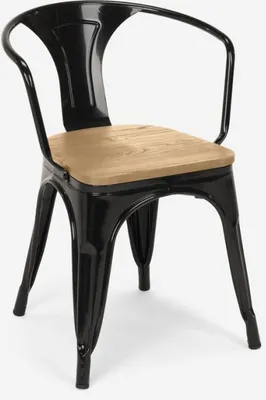 Produktbild von Stuhl industrie-design bar küche Steel Wood Arm Light - Schwarz