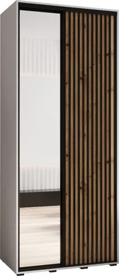 Produktbild von MEBLE KRYSPOL Lanko 2 Schrank mit 2 Schiebetüren  - 235,2x100x45 cm - Weiß Artisan Schwarz