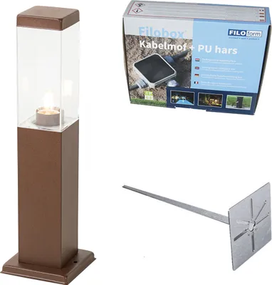 Produktbild von Moderner Außenlaternenpfahl rostBraun 45 cm Malios