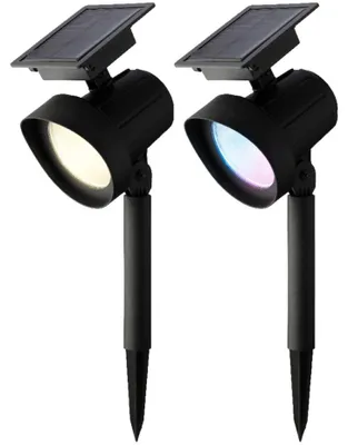 Produktbild von 2er Set Projektorstangen solar led 25lm mehrfarbiges Licht (8 Farben) 11x13x42,5cm