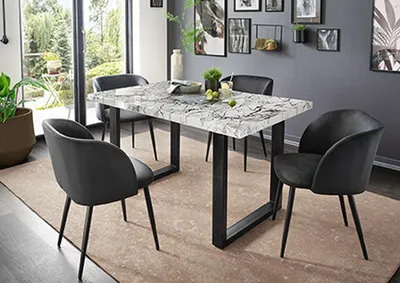 Produktbild von Esstisch >9210-19< in Marmor weiß, MDF - 140x75x90cm (BxHxT)