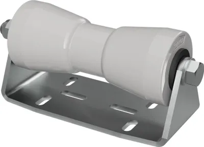 Obrázek produktu pro Polyuretanový kýlový válec s držákem B rohlík pomůcka pro spouštění přívěsů lodí pozinkované SUPROD, 200 mm, šedá
