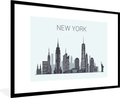 Produktbild von MuchoWow® MuchoWow® Gerahmtes Poster New York - Amerika - Skyline 90x60 cm - Poster mit zchwarzem Bilderrahmen - Wanddekoration - Fotos