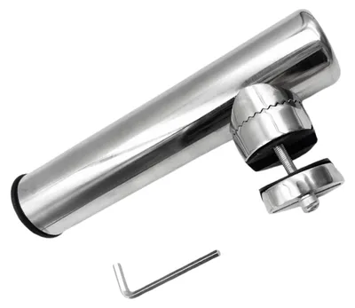 Produktbild von Angelrutenhalter aus Edelstahl mit Schraubenschlüssel, verstellbar, robust, aus Metall, ideal für Flöße und Boote.