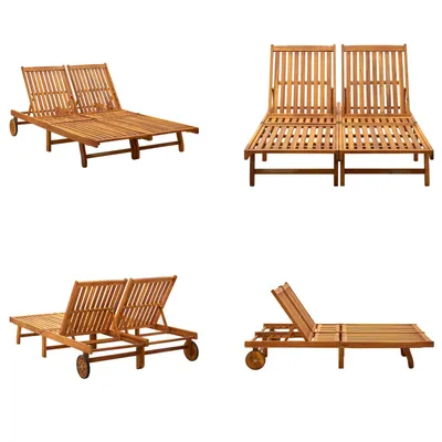 Image de vidaXL Bain de soleil 2 personnes acacia massif - Bain de soleil - Bain de soleil en bois - Bain de soleil en bois