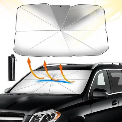 Produktbild von Famanu Auto-Sonnenschutzschirm - Faltbarer UV-Schutz für die Frontscheibe (135×75cm)