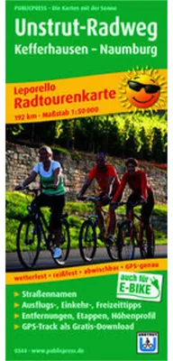 Immagine prodotto di Percorso ciclabile Unstrut, Kefferhausen - Naumburg 1 : 50 000