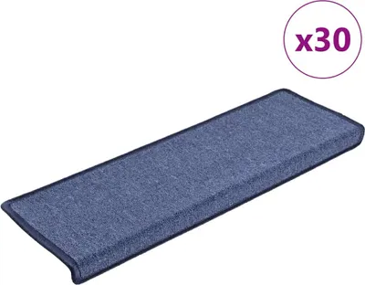 Image de Tapis d'escalier 30 pièces 65 x 21 x 4 cm Bleu Bord rectangulaire