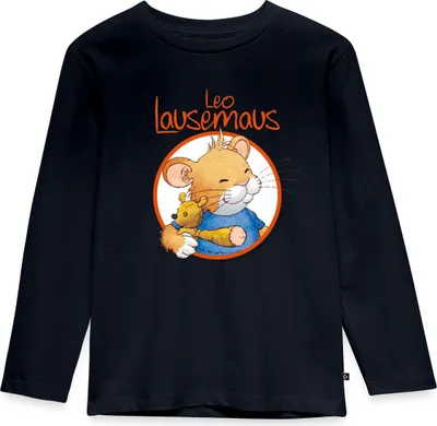 Produktbild von Spreadshirt Leo Lausemaus Logo Kinder Premium Langarmshirt, 98/104 (2 Jahre), Navy