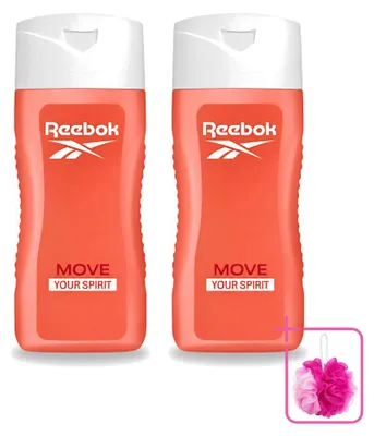 Image de 2 x Gel douche Reebok Move Your Spirit - Grenade et agrumes - 400 ml - Pack économique - 2 pièces