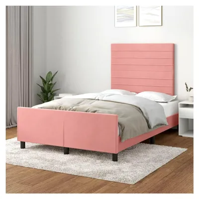 Produktbild von Bettgestell Rosa 120x190 cm Samt, Bettgestelle Doppelbett/Einzelbett für Schlafzimmer Gästezimmer Wohnheim Hotel
