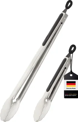 Produktbild von bremermann Grillzangen 2er-Set, ca. 44,5 (XL) und 28 (S) cm Länge, Edelstahl