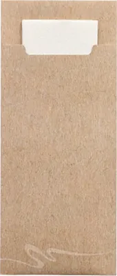 Produktbild von 15600 Bestecktaschen 20 cm x 8,5 cm natur inkl. weißer Serviette 33 x 33 cm 2-lag.