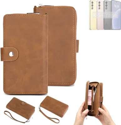 Produktbild von K-S-Trade Handyhülle Schutzhülle kompatibel mit Meizu 20 & Portemonnee Tasche Handytasche Case Etui Geldbörse Wallet braun (1x)