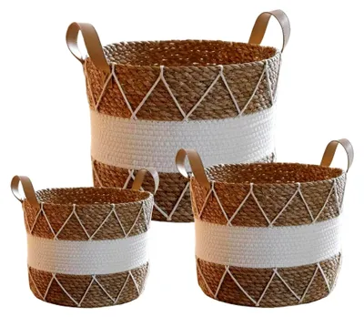 Produktbild von 3er-Set Pflanzkörbe aus Seegras, dekorative Blumentöpfe im Boho-Stil, Durchmesser 18 cm, 22 cm und 25 cm