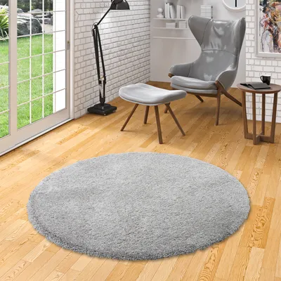 Produktbild von Luxus Hochflor Shaggy Teppich Dream Grau Rund, Größe:400 cm Rund