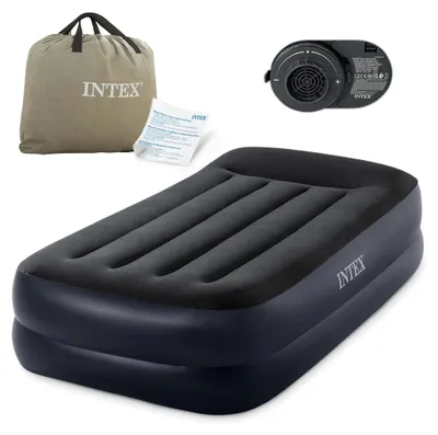 Image de Intex 64122ND Pillow Twin 1-Persoons Luchtbed 99x191x42 cm + Ingebouwde Pomp Zwart