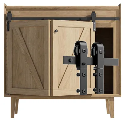Mini-Schiebetürbeschlag-Set, 106 cm, für Möbel, Klapptürbeschlag