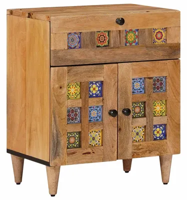 Obrázok produktu pre Nočný stolík Prírodná 50 x 33 x 60 cm Masívne mango drevo