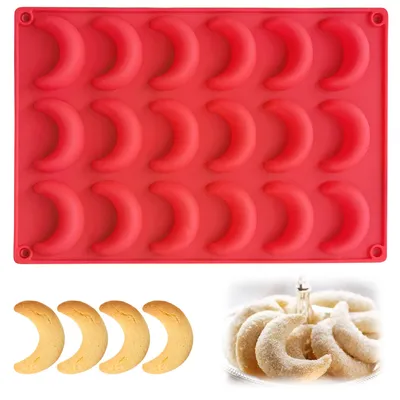 Produktbild von Silikon-Backform für 18 Vanillekipferl - Antihaftbeschichtete Flexiform für Gebäck und Kekse - Backmatte für Schokolade und Kuchen