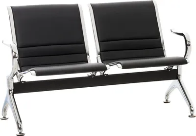 Produktbild von Wartebank Frankfurt 2-Sitzer NANTES - Kunstleder Schwarz 125x70x78 cm | Wartebank Airport Wartestühle Wartezimmerbank Sitzbank