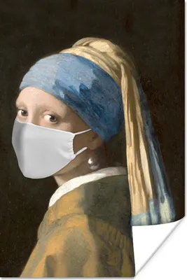 Produktbild von MuchoWow® Poster Das Mädchen mit dem Perlenohrring - Johannes Vermeer - Mouthcap 60x90 cm - Wanddekoration