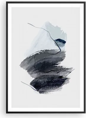 Produktbild von Gerahmtes Poster - Schwarzer Rahmen - Blau Grau Aquarell - 70x100 cm - Wand Bild - Wanddeko - Wandbilder - Kunstposter - Wandposter - Bilderrahmen - Bilder - Kunstdruck - P2BPA70x100-4975