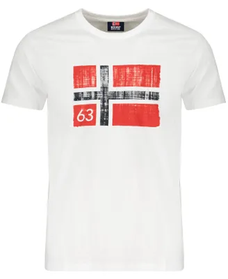 Produktbild von Stilvolles Herren Rundhals T-Shirt mit Print – Weiß, Kurzarm 디자인