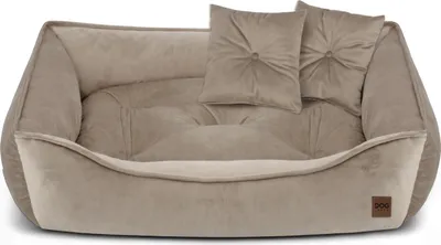 Produktbild von Premium Hundebett & Katzenbett MARCO aus Velvet – Haustier-Sofa, Weich, Elegant, Komfortabel, Poland, Beige 50x70cm