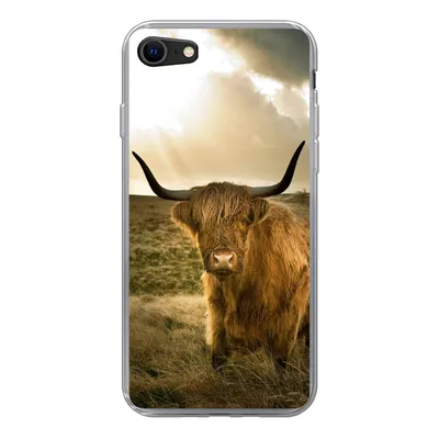 Produktbild von MuchoWow® Handyhülle Schutzhülle Hülle für iPhone 7 Schottischer Hochländer - Sonne - Tiere Silikon Softcase Handy Hülle - Kartenhalter
