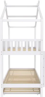 Produktbild von okwish Kinderbett 90x200 cm, Heimbett, Jugendbett, drei Betten ausziehbar, platzsparendes Design, ein Muss für Familien mit vielen Kindern, weiß