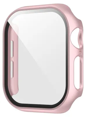 Image de Pour Apple Watch Series 11 / 10 46mm plastique PC Smart Watch Cover + protection verre dur rose or