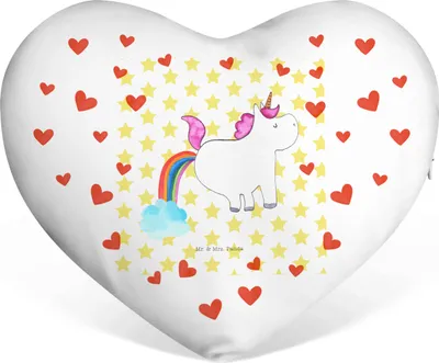 Produktbild von Mr. & Mrs. Panda Sofakissen Einhorn Pupsen - Weiß - Geschenk, Freundin, Unicorn, Dekokissen, Herzkissen, Regenbogen, Herz Kissen, Kuschelkissen, Spaß, Lustig, dekoartikel
