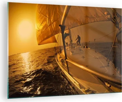 Produktbild von Bilder auf glas - Ozean Segelboot Yacht - 70x50cm - Glasbilder - Wandbilder - Kunstdruck - zum Aufhängen bereit - Wanddekoration aus Glas - Glas Bilder - Wandbild auf Glas - Einteilig - GAA70x50-0322