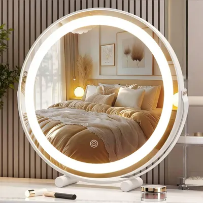 LED-Make-up-Spiegel 40x40 cm, 3 Farben, dimmbar, Touch, 360°