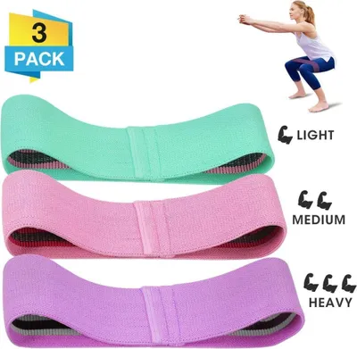 Produktbild von Resistance Hip Bands, Fitnessbänder Widerstandsbänder Trainingsbänder Set mit 3 Verschiedene Zugkraftstärken Bänder für Beintraining, Krafttraining und Klimmzüge