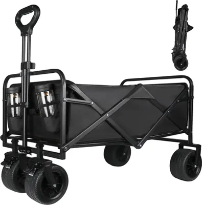 Produktbild von Faltbarer Campingwagen, Geländereifen, Robuste Konstruktion, SCHWARZ