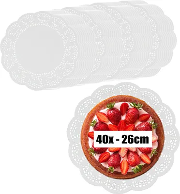Produktbild von com-four® 40x Tortenunterlage - Tortenspitzen als Unterlage zum Dekorieren und Servieren - weiße Tortenteller aus Papier