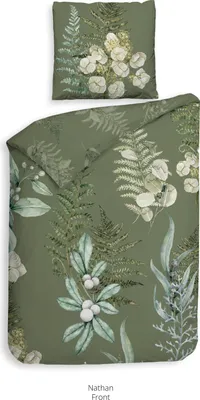 Produktbild von Heckett and Lane Nathan Bettwäsche 135 Green Bettwäsche 1 x Bettbezug 135x200 + 1 x Kopfkissenbezug 80x80 Green Flora grün