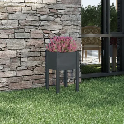 Produktbild von "Rabatt" Pflanzkübel modernem Design - Blumentopf/Pflanzkasten - Grau 40x40x70 cm Massivholz Kiefer - Beete CC20926