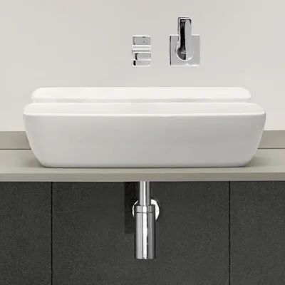 Zdjęcie produktu dla VB Artis 580x385mm prostokątna umywalka nablatowa bez przelewu Biały Alpine CeramicPlus