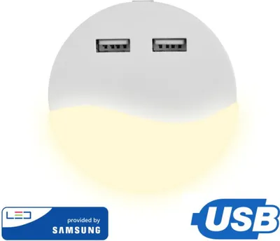 Obrázok produktu pre LED nočné svetlo s USB V-TAC SAMSUNG CHIP Round VT-84 teplé 10lm